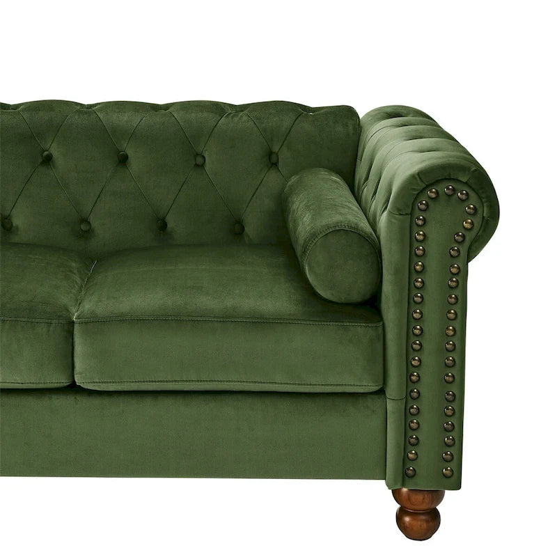 Großes Sofa, Samtsofa, 3-Sitzer-Sofa, Chesterfield-Sofa mit Knopfheftung