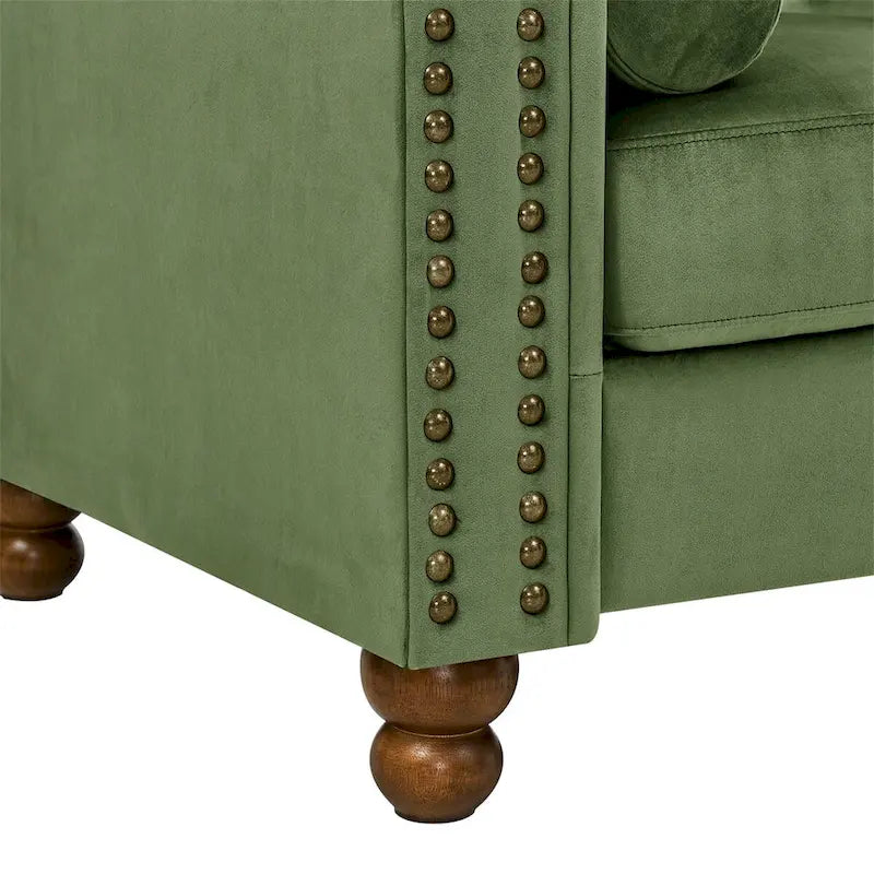 Großes Sofa, Samtsofa, 3-Sitzer-Sofa, Chesterfield-Sofa mit Knopfheftung