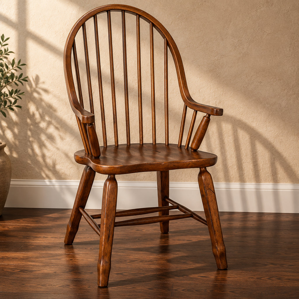 Rustic Oak Bow-back Armchair