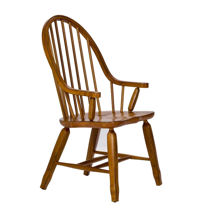 Rustic Oak Bow-back Armchair